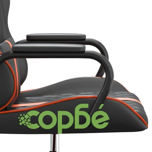 Масажен гейминг стол, черно и оранжево, изкуствена кожа ➤ топ цена ➤ sorbe.bg