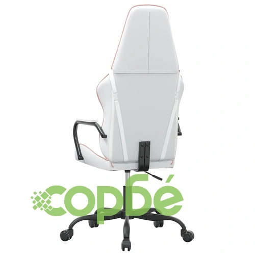 Масажен гейминг стол, бяло и розово, изкуствена кожа ➤ топ цена ➤ sorbe.bg