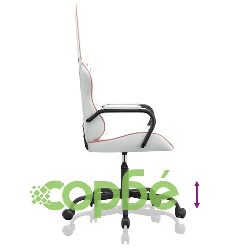 Масажен гейминг стол, бяло и розово, изкуствена кожа ➤ топ цена ➤ sorbe.bg