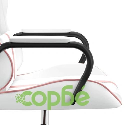 Масажен гейминг стол, бяло и розово, изкуствена кожа ➤ топ цена ➤ sorbe.bg