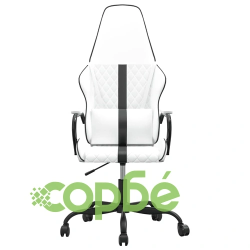 Масажен гейминг стол, черно и бяло, изкуствена кожа ➤ топ цена ➤ sorbe.bg