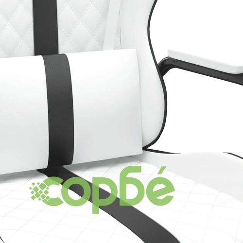 Масажен гейминг стол, черно и бяло, изкуствена кожа ➤ топ цена ➤ sorbe.bg