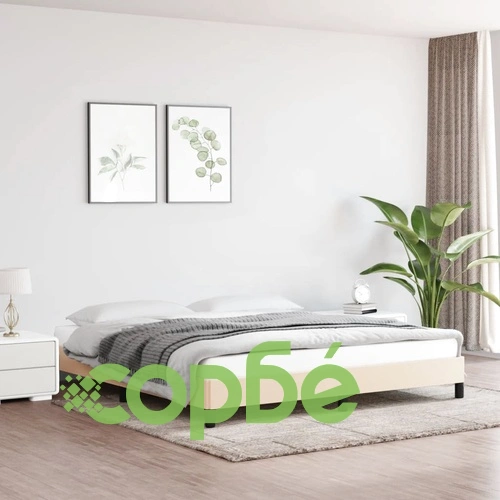Рамка за легло без матрак, кремава, 160x200 см, плат ➤ топ цена ➤ sorbe.bg
