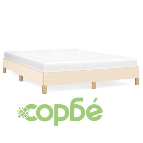 Рамка за легло без матрак, кремава, 140x190 см, плат ➤ топ цена ➤ sorbe.bg