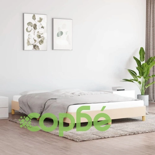 Рамка за легло без матрак, кремава, 140x190 см, плат ➤ топ цена ➤ sorbe.bg