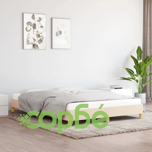Рамка за легло без матрак, кремава, 160x200 см, плат ➤ топ цена ➤ sorbe.bg