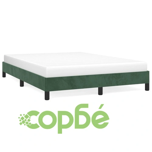 Рамка за легло без матрак, тъмнозелена, 140x190 см, кадифе ➤ топ цена ➤ sorbe.bg