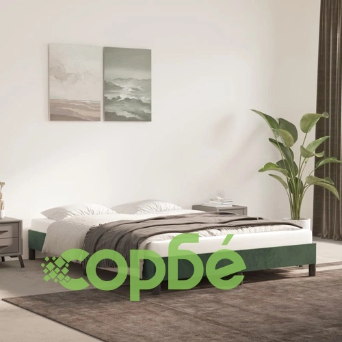 Рамка за легло без матрак, тъмнозелена, 140x190 см, кадифе ➤ топ цена ➤ sorbe.bg
