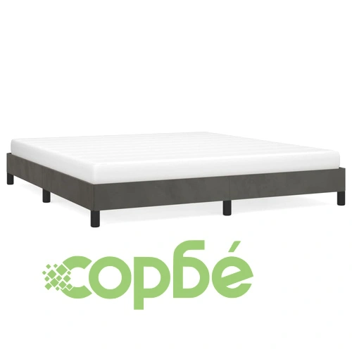 Рамка за легло без матрак, тъмносива, 160x200 см, кадифе ➤ топ цена ➤ sorbe.bg