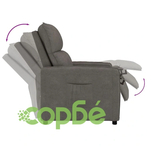 реклайнер стол, тъмносив, микрофибърен текстил ➤ топ цена ➤ sorbe.bg