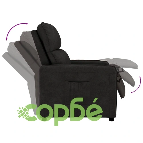 реклайнер стол, черен, микрофибърен текстил ➤ топ цена ➤ sorbe.bg