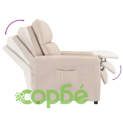 Реклайнер стол, кремав, микрофибърен текстил ➤ топ цена ➤ sorbe.bg