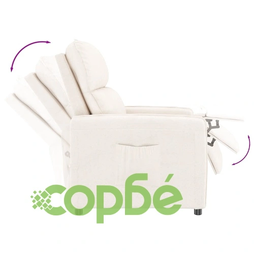 Реклайнер стол, бежов, микрофибърен текстил ➤ топ цена ➤ sorbe.bg