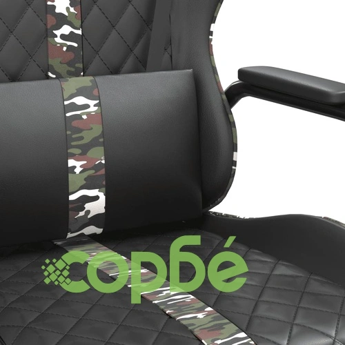 Масажен гейминг стол, черно и камуфлаж, изкуствена кожа ➤ топ цена ➤ sorbe.bg