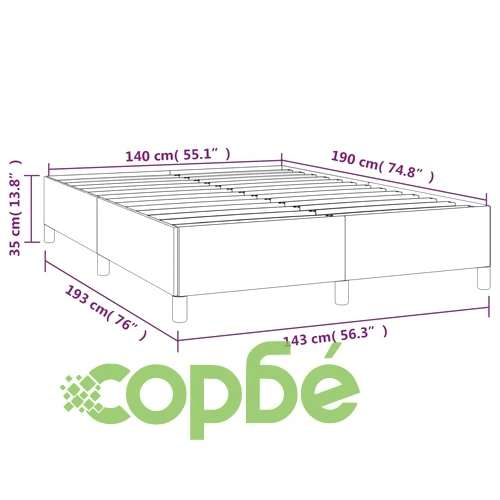 Рамка за легло без матрак, зелена, 140x190 см, плат ➤ топ цена ➤ sorbe.bg