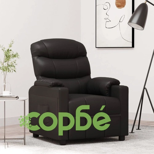Реклайнер, черен, изкуствена кожа ➤ топ цена ➤ sorbe.bg