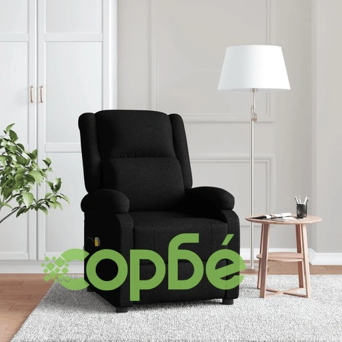 Wingback масажен стол, черен, текстил ➤ топ цена ➤ sorbe.bg