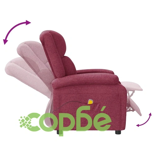 Wingback масажен стол, виненочервен, текстил ➤ топ цена ➤ sorbe.bg