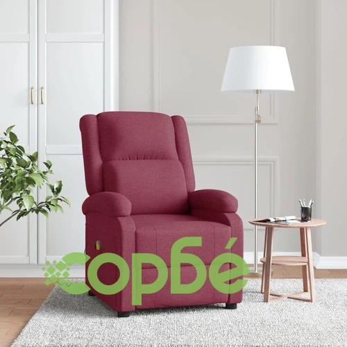 Wingback масажен стол, виненочервен, текстил ➤ топ цена ➤ sorbe.bg