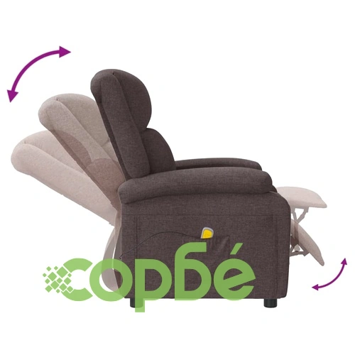 Wingback масажен стол, тъмнокафяв, текстил ➤ топ цена ➤ sorbe.bg