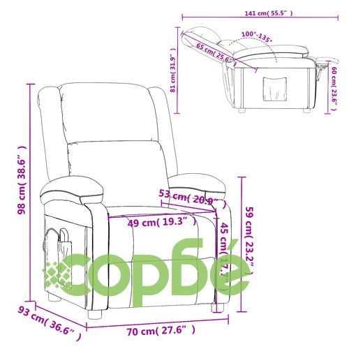 Wingback масажен стол, тъмнокафяв, текстил ➤ топ цена ➤ sorbe.bg