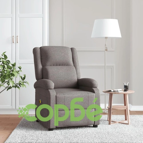 Wingback масажен стол, таупе, текстил ➤ топ цена ➤ sorbe.bg