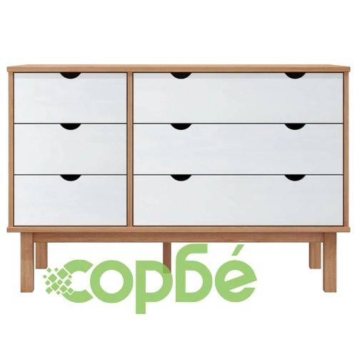 Шкаф с чекмеджета OTTA кафяво и бяло 111x43x73,5 см бор масив ➤ топ цена ➤ sorbe.bg