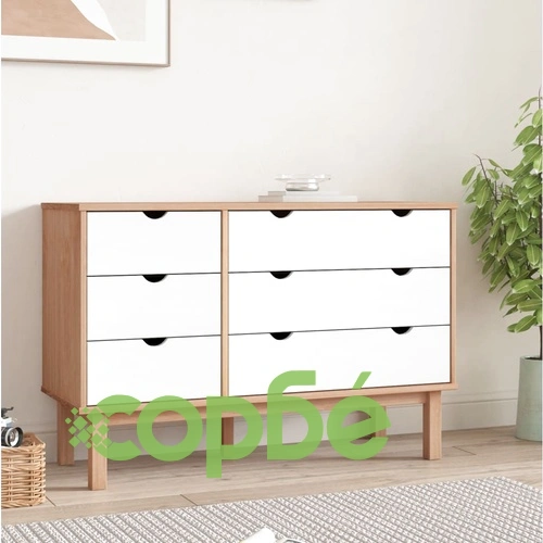 Шкаф с чекмеджета OTTA кафяво и бяло 111x43x73,5 см бор масив ➤ топ цена ➤ sorbe.bg