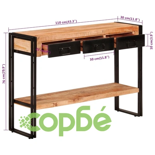 Конзолна маса, 110x30x76 cм, мангово дърво масив ➤ топ цена ➤ sorbe.bg