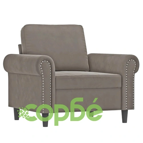 Фотьойл, светлосив, 60 см, кадифе ➤ топ цена ➤ sorbe.bg