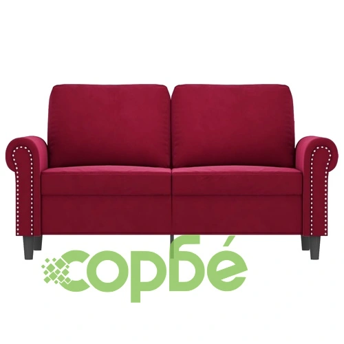 2-местен диван, виненочервен, 120 см, кадифе ➤ топ цена ➤ sorbe.bg
