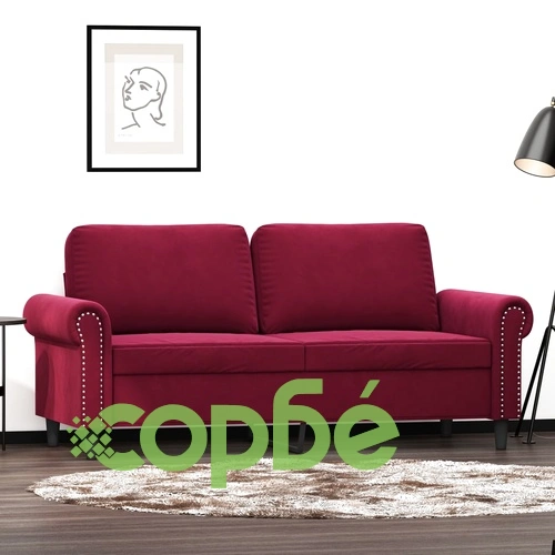 2-местен диван, виненочервен, 140 см, кадифе ➤ топ цена ➤ sorbe.bg