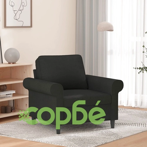 Кресло, черно, 60 см, текстил ➤ топ цена ➤ sorbe.bg