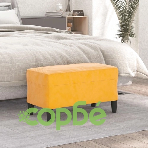 Пейка, жълта, 70x35x41 см, кадифе ➤ топ цена ➤ sorbe.bg