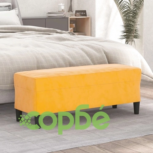 Пейка, жълта, 100x35x41 см, кадифе ➤ топ цена ➤ sorbe.bg