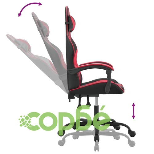 Въртящ гейминг стол, черно и червено, изкуствена кожа ➤ топ цена ➤ sorbe.bg