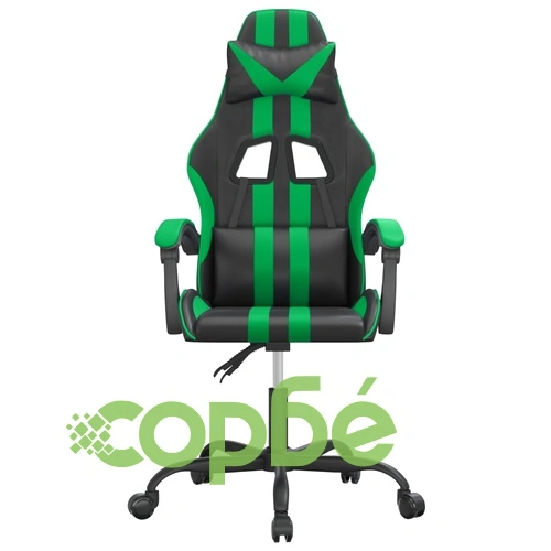 Въртящ гейминг стол, черно и зелено, изкуствена кожа ➤ топ цена ➤ sorbe.bg