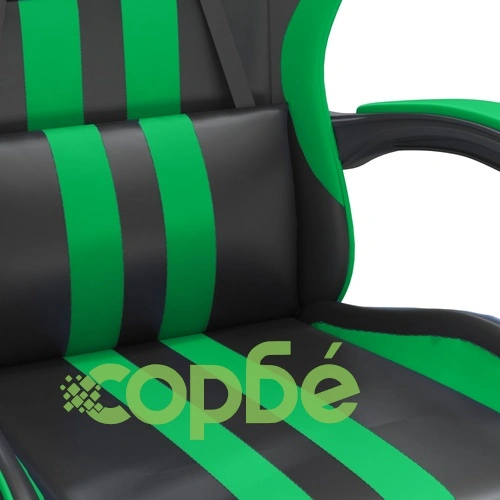 Въртящ гейминг стол, черно и зелено, изкуствена кожа ➤ топ цена ➤ sorbe.bg