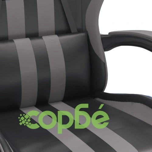 Въртящ гейминг стол, черно и сиво, изкуствена кожа ➤ топ цена ➤ sorbe.bg