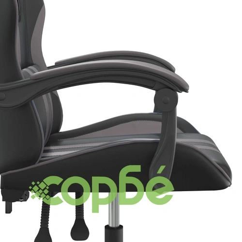 Въртящ гейминг стол, черно и сиво, изкуствена кожа ➤ топ цена ➤ sorbe.bg