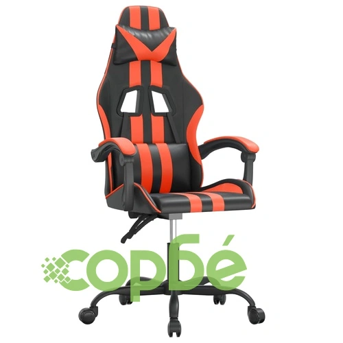 Въртящ гейминг стол, черно и оранжево, изкуствена кожа ➤ топ цена ➤ sorbe.bg