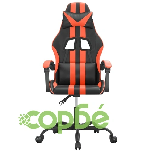 Въртящ гейминг стол, черно и оранжево, изкуствена кожа ➤ топ цена ➤ sorbe.bg