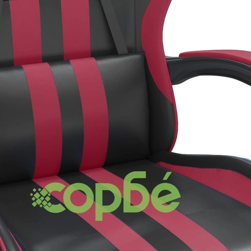 Въртящ гейминг стол, черно и виненочервено, изкуствена кожа ➤ топ цена ➤ sorbe.bg