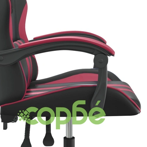 Въртящ гейминг стол, черно и виненочервено, изкуствена кожа ➤ топ цена ➤ sorbe.bg