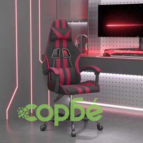 Въртящ гейминг стол, черно и виненочервено, изкуствена кожа ➤ топ цена ➤ sorbe.bg