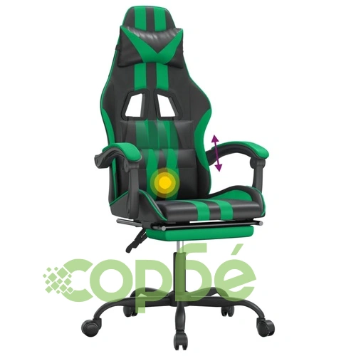 Въртящ гейминг стол опора за крака черно-зелен изкуствена кожа ➤ топ цена ➤ sorbe.bg