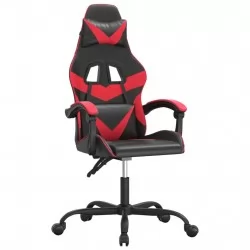 Въртящ гейминг стол, черно и червено, изкуствена кожа