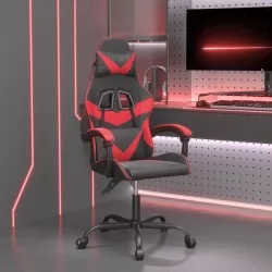 Въртящ гейминг стол, черно и червено, изкуствена кожа