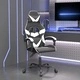 Въртящ гейминг стол, черно и бяло, изкуствена кожа