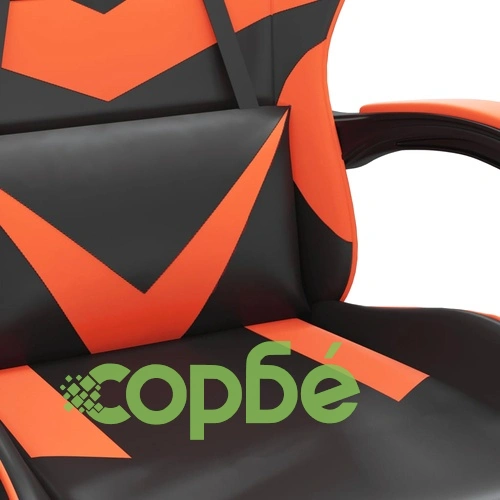 Въртящ гейминг стол, черно и оранжево, изкуствена кожа ➤ топ цена ➤ sorbe.bg